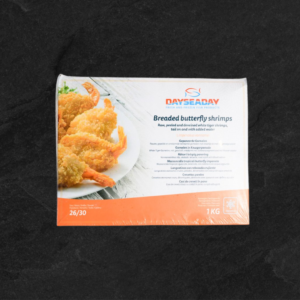 Frosne panerte butterfly-reker (med hale), 26/30, 1kg